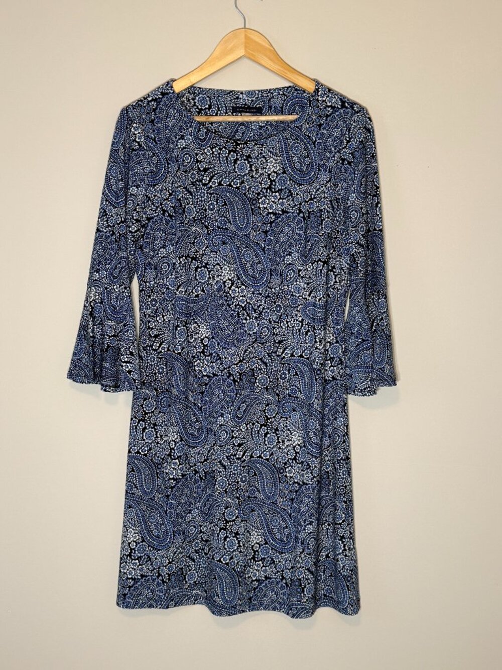 Tommy Hilfiger Blue Paisley Bell Sleeve Dress Size 10